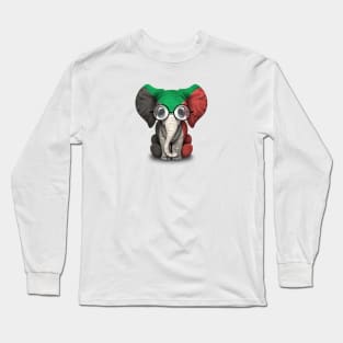 Baby Elephant with Glasses and Sudanese Flag Long Sleeve T-Shirt